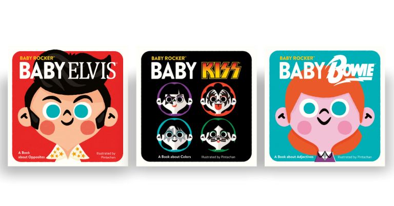 three children's books on musicians on a white background