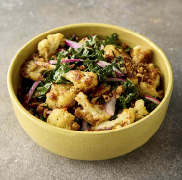 Kale Salad with Crispy Parmesan-Cauliflower Croutons